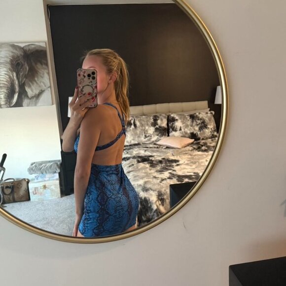 Blue Snakeskin Mini Dress - Picture 3 of 7